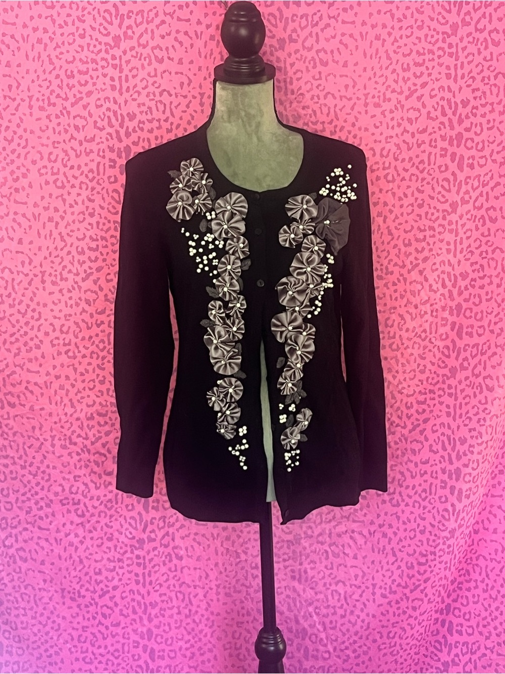 Embellished Black Women's Cardigan